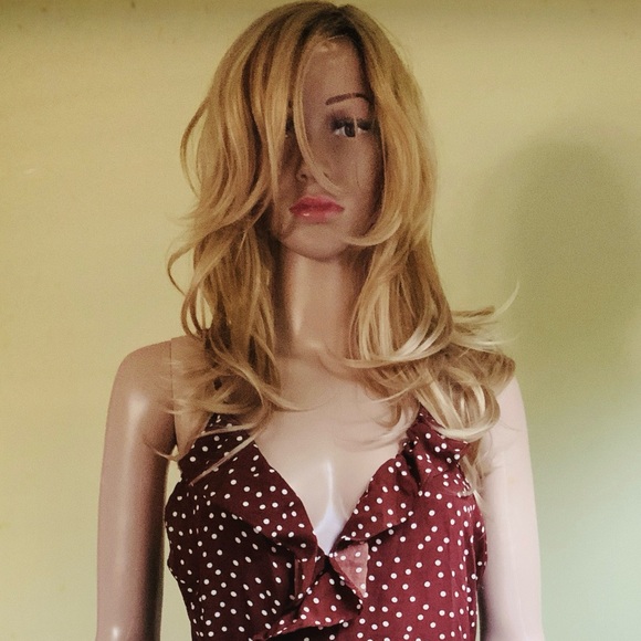 Wig Blonde Brown Roots Shoulder Length Long Shaggy Flaxen Free Part Side Part - Picture 9 of 16